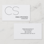 Moderne, einfache Schwarz-weiße Monogramm-Visitenk Visitenkarte (Vorne/Hinten)