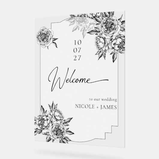 Moderne, einfache schwarz-weiße Pfannkuchen willko Acrylschild (Winkel)