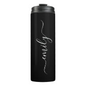 Moderne, einfache Schwarze Benutzerdefiniert hinzu Thermosbecher (Vorderseite)