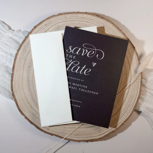 Moderne einfache schwarze Hochzeit Herz Save The Date