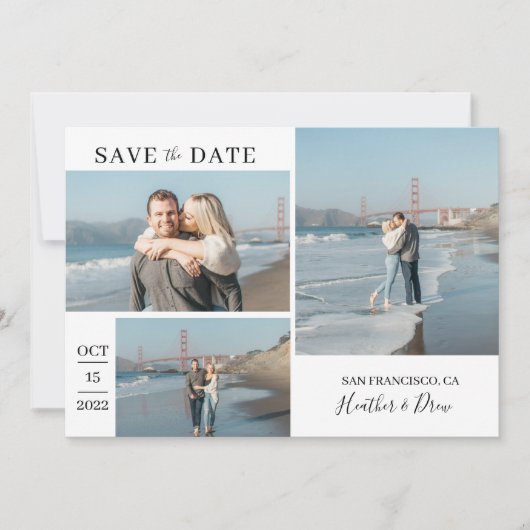 Moderne einfache Schwarze Hochzeit Save the Date (Vorderseite)