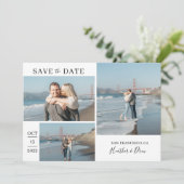 Moderne einfache Schwarze Hochzeit Save the Date (Stehend Vorderseite)