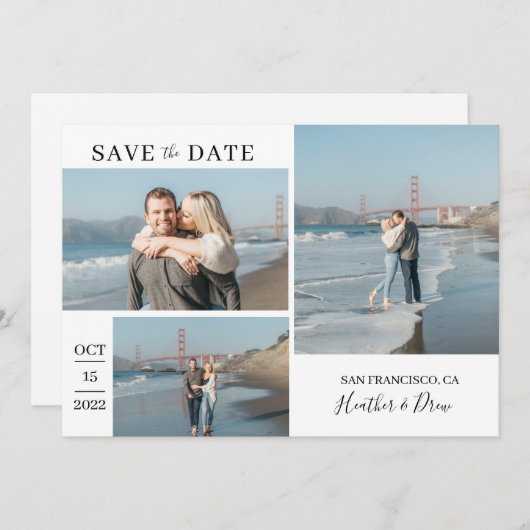 Moderne einfache Schwarze Hochzeit Save the Date (Vorne/Hinten)