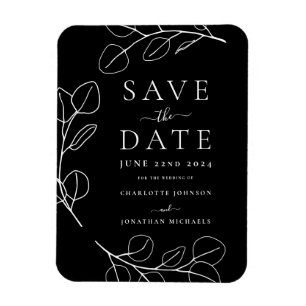 Moderne einfache schwarze Hochzeit - Save the Date Magnet