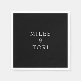 Moderne, einfache Schwarze Hochzeit Serviette