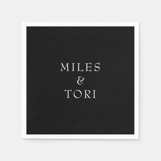 Moderne, einfache Schwarze Hochzeit Serviette (Vorderseite)