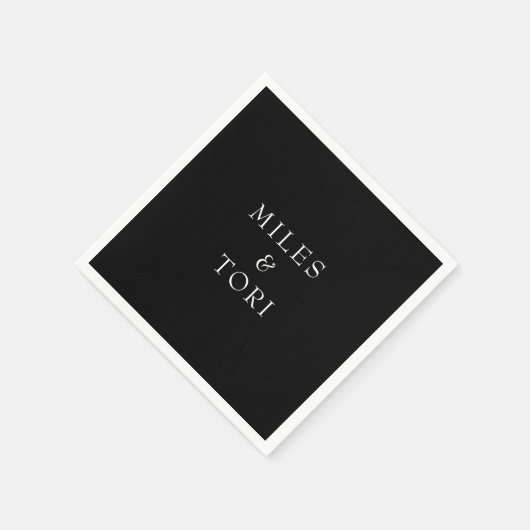 Moderne, einfache Schwarze Hochzeit Serviette (Ecke)