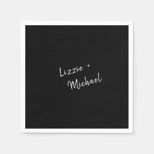 Moderne einfache schwarze Individuelle Namen Serviette (Vorderseite)