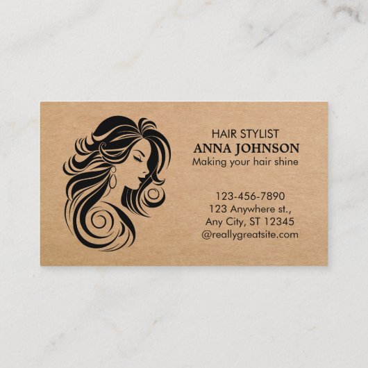 Moderne einfache schwarze Kraft-Haarstylle Visitenkarte (Rückseite)