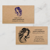 Moderne einfache schwarze Kraft-Haarstylle Visitenkarte (Vorne/Hinten)