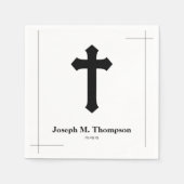 Moderne einfache Schwarze Kreuz Erste Heilige Komm Serviette (Vorderseite)