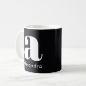Moderne einfache schwarze Monogramm Anfangsbuchsta Kaffeetasse (Vorderseite Links)
