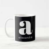 Moderne einfache schwarze Monogramm Anfangsbuchsta Kaffeetasse (Links)