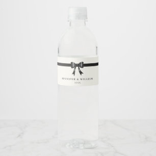 Moderne einfache schwarze Schleife personalisierte Wasserflaschenetikett