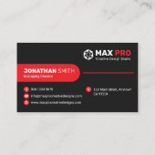 Moderne einfache schwarze und rote QR-Code-, Logo- Visitenkarte (Rückseite)