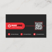 Moderne einfache schwarze und rote QR-Code-, Logo- Visitenkarte (Vorderseite)