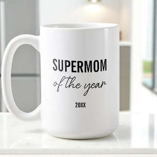 Moderne einfache schwarze und weiße Schrift Superm Kaffeetasse