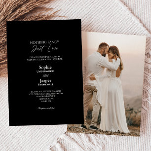 Moderne einfache schwarze unverfälschte Hochzeitsf Einladung
