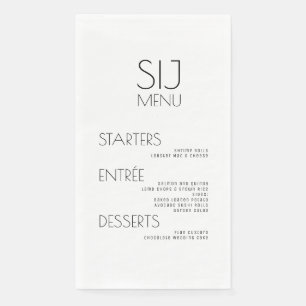 Moderne einfache schwarze weiße kühne Hochzeitsmen Serviette