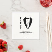 Moderne einfache schwarze weiße Smoking 50. Geburt Serviette (Beispiel)