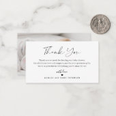 Moderne, einfache Script-Foto Babydusche Danke Mitteilungskarte (Vorderseite/Rückseite Beispiel)