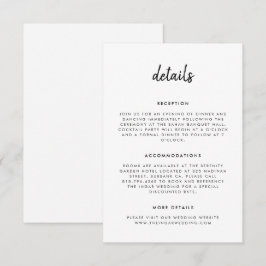 Moderne, einfache Script Schwarz und Weiß Hochzeit Begleitkarte