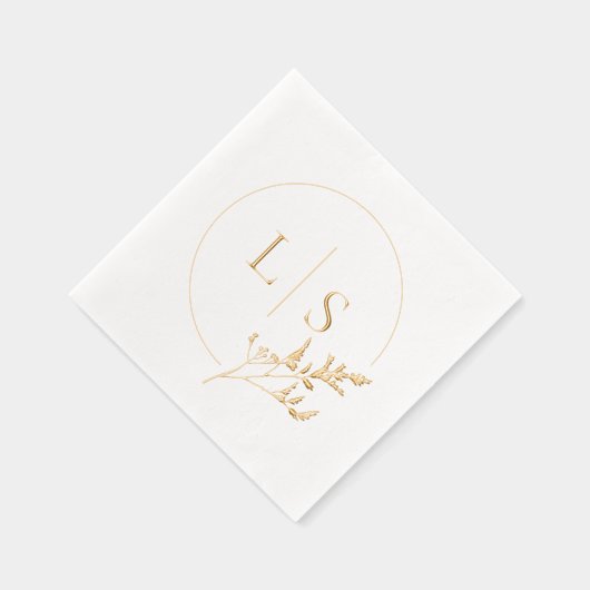 Moderne einfache Serif Monogram Greenerity Wedding Servietten Mit Folie (Rechts)