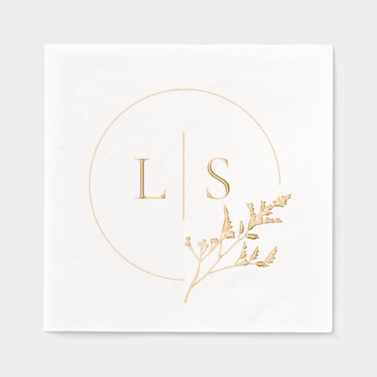 Moderne einfache Serif Monogram Greenerity Wedding Servietten Mit Folie (Vorderseite)