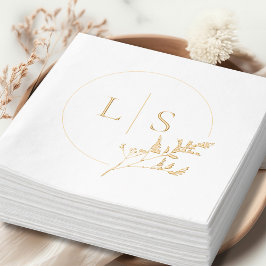 Moderne einfache Serif Monogram Greenerity Wedding Servietten Mit Folie