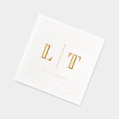 Moderne einfache Serif-Monogramm-Hochzeit Servietten Mit Folie (Links)