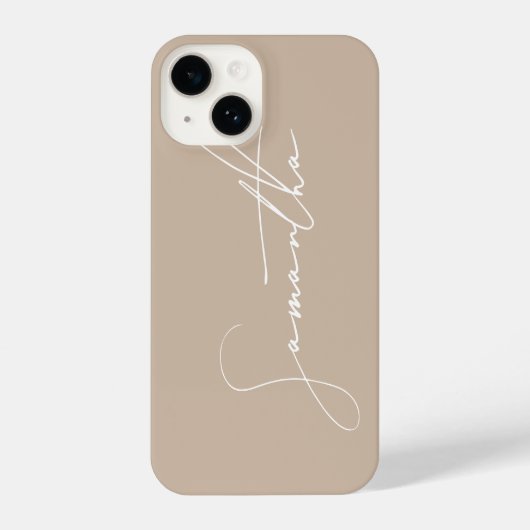 Moderne einfache Signatur Script Calligraphy Beige iPhone Hülle (Rückseite)