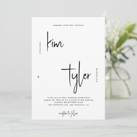 Moderne, einfache Signaturenskripte Einladung (Stehend Vorderseite)