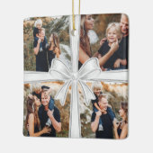 Moderne einfache silberne Bogen-Custom-4-Foto-Coll Keramikornament (Links)