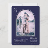 Moderne, einfache Silver Navy Blue Arch Wedding Einladung (Vorderseite)