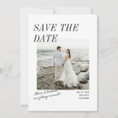 Moderne einfache Skript-Foto-Doppelseite Save The Date (Vorderseite)