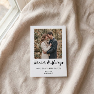 Moderne einfache Skript-Hochzeitskarte 'Forever & Dankeskarte