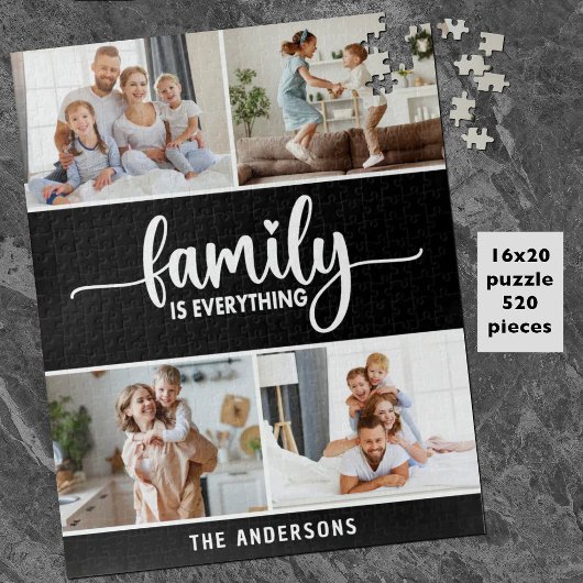 Moderne einfache Skriptfamilienfoto Puzzle