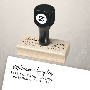 Moderne einfache Skriptname Hochzeit Rücksendeadre Gummistempel