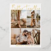 Moderne, einfache Skriptsprache 6 Fotos Verlobung Folieneinladung (Vorderseite)