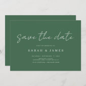 Moderne, einfache Smaragdgrüne Hochzeit rettet das Save The Date (Vorne/Hinten)