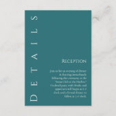 Moderne, einfache Smaragdgrüne Hochzeitdetails- Begleitkarte (Vorderseite)