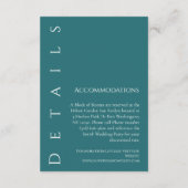 Moderne, einfache Smaragdgrüne Hochzeitdetails- Begleitkarte (Rückseite)