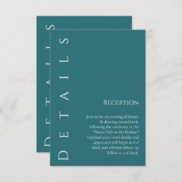 Moderne, einfache Smaragdgrüne Hochzeitdetails- Begleitkarte