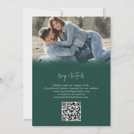 Moderne, einfache Smaragdgrüne UAWG QR Einladung (Rückseite)