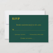 Moderne einfache Smarald Green Gold Chic Hochzeit RSVP Karte (Vorderseite)