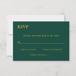 Moderne einfache Smarald Green Gold Chic Hochzeit RSVP Karte
