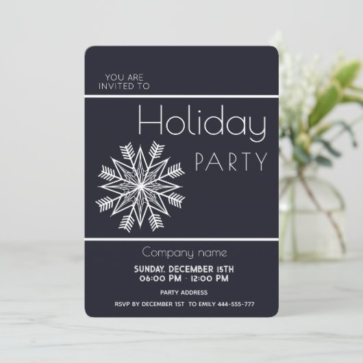 Moderne, einfache Snowflake Firmenfeier Einladung (Stehend Vorderseite)