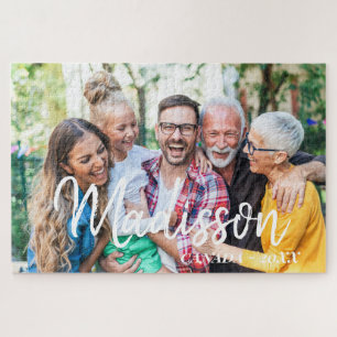Moderne einfache spielerische Skriptfamilienfoto Puzzle
