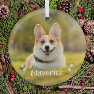 Moderne einfache stilvolle personalisierte Fotogra Ornament Aus Glas