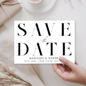 Moderne, einfache, stilvolle Schwarz-Weiß-Hochzeit Save The Date